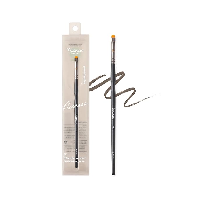 Piccasso 717 Eyeliner Brush – Ultra-Fine Angled Brush for Gel and Liquid Eyeliner, Precision Eye Makeup Tool for Tightlining and Winged Liner, Professional Eye Makeup and Eyeshadow Brush