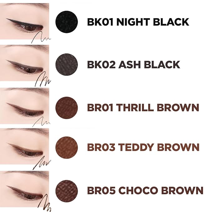 THESAEM Eco Soul Powerproof Super Slim Eyeliner - Smudge Proof Gel Eyeliner - Micro Precision Tip (2mm) - Highly Pigmented & Long-lasting Eye Makeup Glides on Smoothly, 0.1g (BK01 Night Black)