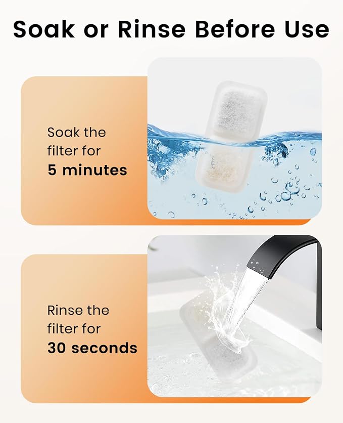 oneisall Cat Water Fountain Filters Replacement, 4 Pack for 67oz/2L Stainless Steel Fountain, Easy to Install and Clean