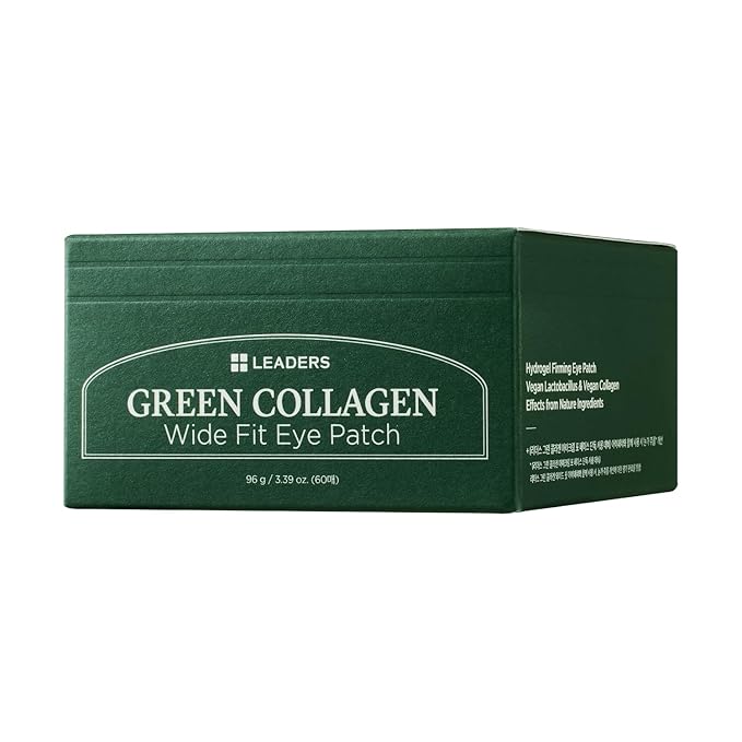 LEADERS Green Collagen Wide Fit Eye Patch – Vegan Hydrogel Firming Eye Patch, Deep Absorption, Helps Improve Fine Lines, Anti-Aging, Firming & Wrinkle Care, Gentle Formula for Sensitive Skin - 96g