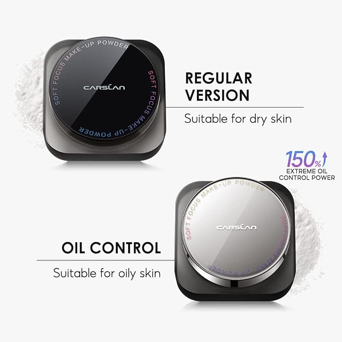 CARSLAN Soft Focus Loose Setting Powder, Waterproof, Matte, Oil Control, Shine Free, Talc-Free Face Powder Makeup, 24H Longwear Finishing Powder, 01 Dark Purple