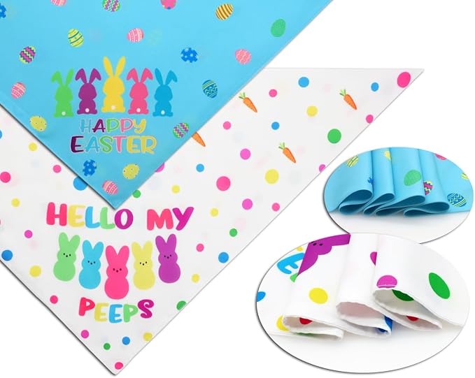 Easter Dog Bandanas 2PCS-Large,Adjustable Holiday Party Pets Rabbit Easter Egg Outfits,Triangle Reversible Pet Scarf for Boys and Girls,Dog Costume Gifts for Medium to Large Dogs