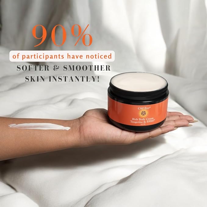 Rich Body Cream | Body Cream with Tangerine, Citrus Notes & ESS60 | Body and Face Moisturizer for Dry Skin & Skin Repair | 8 oz