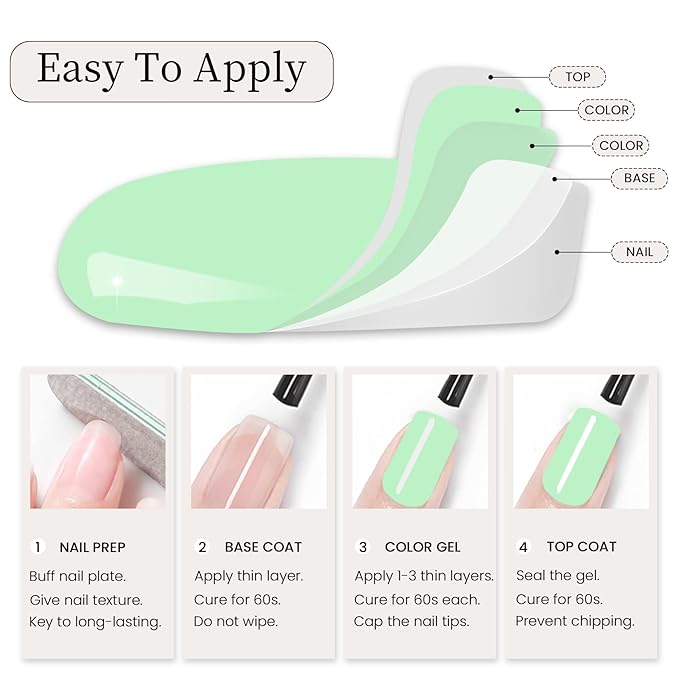 MAYCHAO 15ML Mint Green Gel Nail Polish 1Pc Spring Aqua Green Gel Polish Soak Off UV LED Nail Polish Nail Art Starter Manicure Salon DIY at Home, 0.5 OZ
