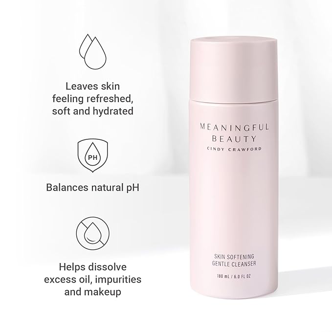 Meaningful Beauty Skin Softening Gentle Cleanser, Non-Foaming Face Wash Cream for Hydration and Smoothness, Anti-Aging Skincare Facial Cleanser for Women with All Skin Types, Fragrance Free, 6 Fl Oz