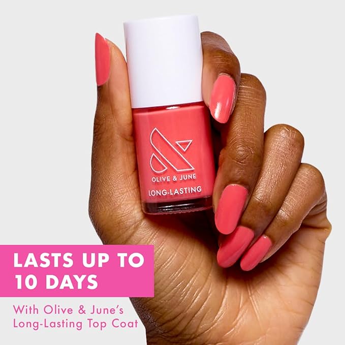 Olive & June Long Lasting Nail Polish | Spring Pastel Nails | Gel-Like Finish No Lamp Needed | Lasts up to 10 days | Salon-Quality 15-Free Vegan & Cruelty-Free Chip-Resistant | Perfect Pinwheel Coral
