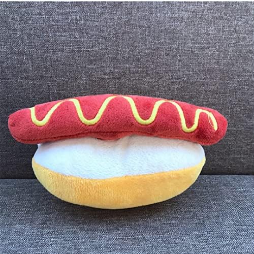Zerodis Dog Squeaky Plush Puppy Toys, Hot Dog Shape Detachable Soft Plush Dog Toy Cute Interactive Dog Toys Chew Toys for Small Medium Dogs