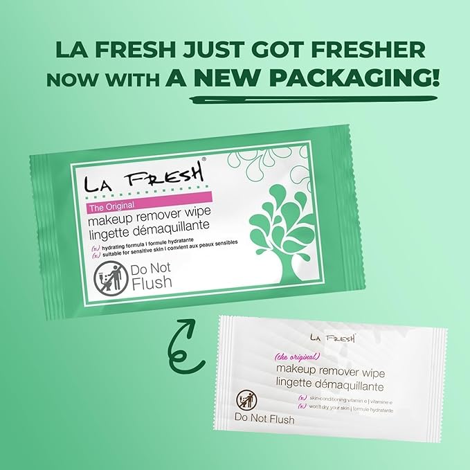 La Fresh Travel Lite Makeup Remover Cleansing Face Wipes – Facial Towelettes with Vitamin E for Waterproof Makeup – Individually Sealed Wrappers (Large 8 in x 7 in Cloth Size) - 1200 Count
