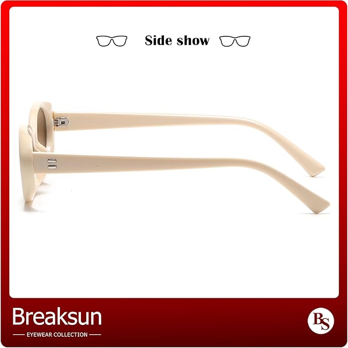 Breaksun Retro Oval Sunglasses for Women Men Fashion Small Oval Sunglasses 90s Vintage Shades