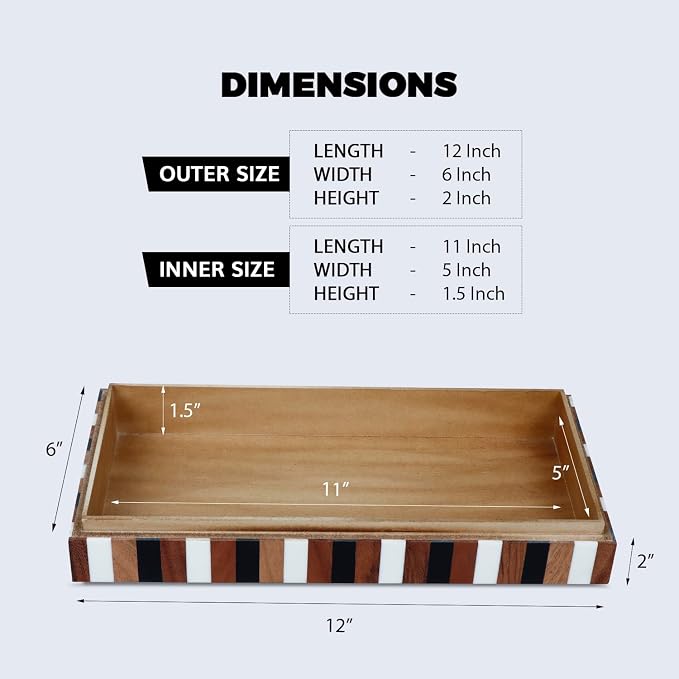 Handicrafts Home Large Decorative Storage Box with Lid Wooden Decorative Box Large Storage Box for Living Room, Mental Decor– Natural Wood Resin Inlay Marquet Cosmo Collection- 12x6x2