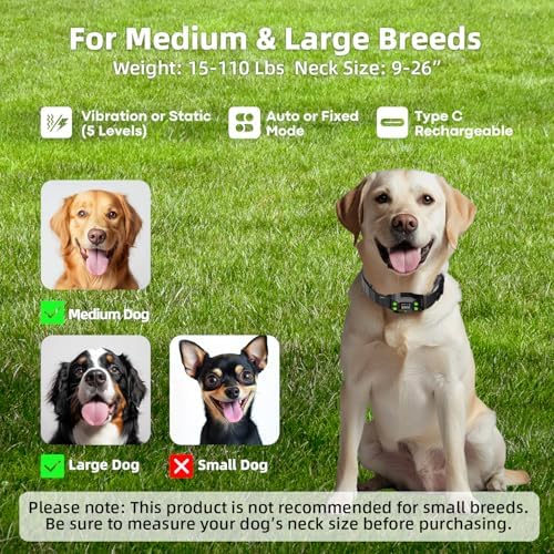 AEZ Smart Dog Collar, GPS Dog Tracker, Wireless Dog Fence System, GPS Fence Collar for Dogs with Beep Vibration Alert Modes, Radius 25-999 Yards for Over 15lbs Dogs, IPX7 Waterproof