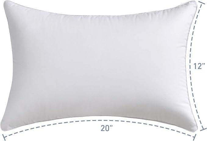 Oubonun 12x20 Lumbar Throw Pillow Inserts 2 Pack, 100% Cotton Breathable Cover Plump Rectangle Square Cushion Inserts White Decorative Pillows for Living Room Bedroom Office
