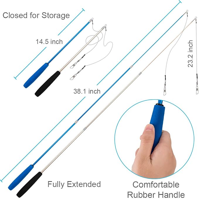 JIARON Cat Toys Interactive Feather Toy, 2PCS Retractable Wand and 10PCS Replacement Teaser with Bell Refills, Interactive Catcher and Funny Exercise for Kitten.