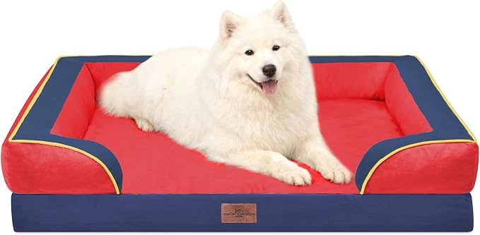 Comfort Expression Orthopedic Dog Beds for Large Sized Dog with Bolster | Waterproof Dog Couch Bed with Washable Cover & Non-Slip Bottom, Supportive Egg Crate Foam Large Pet Bed, 36x27 Inch