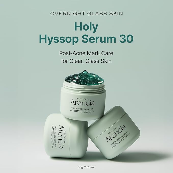 Arencia Glow Hyssop Overnight Face Mask Serum - hydrating & Anti-Aging Serum for younger looking Korean Glass Skin, Vitamin A, C, E, Niacinamide, Peptide