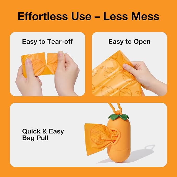 VETRESKA Dog Poop Bag Dispenser with Citrus Scented Waste Bags, 105 Counts | Leak Proof, Extra Thick and Large Pet Poop Bags for Walking Dog and Cats Litter