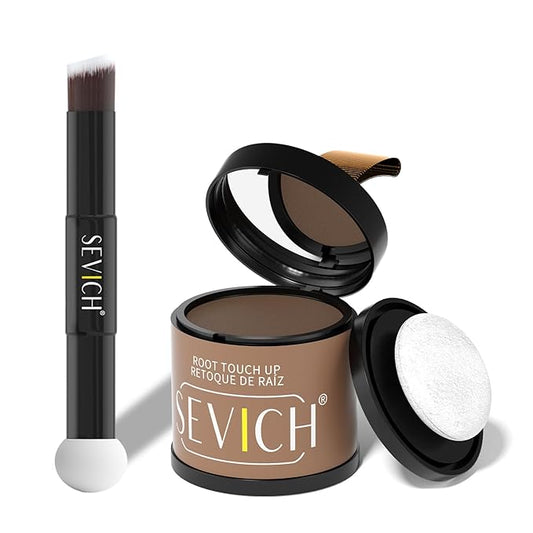 Sevich Hairline Powder 10g with Brush, Instantly Conceals Hair Loss & Thinning & Gray, 48H Waterproof Root Touch Up Powder, Natural Hair Shadow Toppers for Women & Men, 1 Box = 2.5 Boxes,Brown