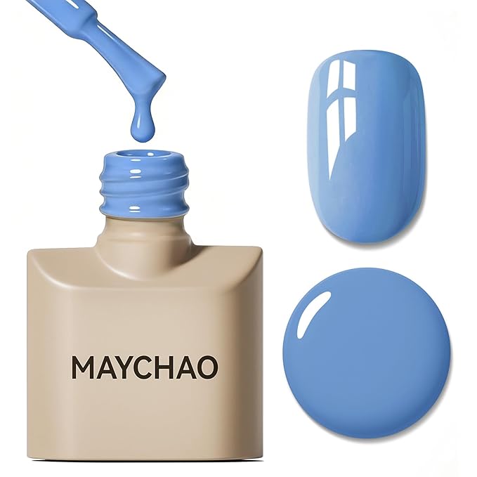 MAYCHAO 15ML Blue Gel Nail Polish 1Pc Blue Gel Polish Soak Off UV LED Nail Polish Nail Art Starter Manicure Salon DIY at Home, 0.5 OZ