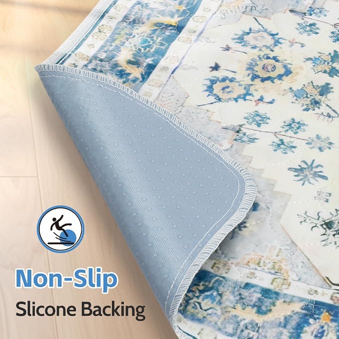 Washable Pee Pads for Dogs, 2 Pack Reusable Puppy Training Pads 48"x48" Super Absorbent Waterproof Dog Training Pads, Non-Slip Potty Pads, Whelping Pads Litter Mat Blue Medallion