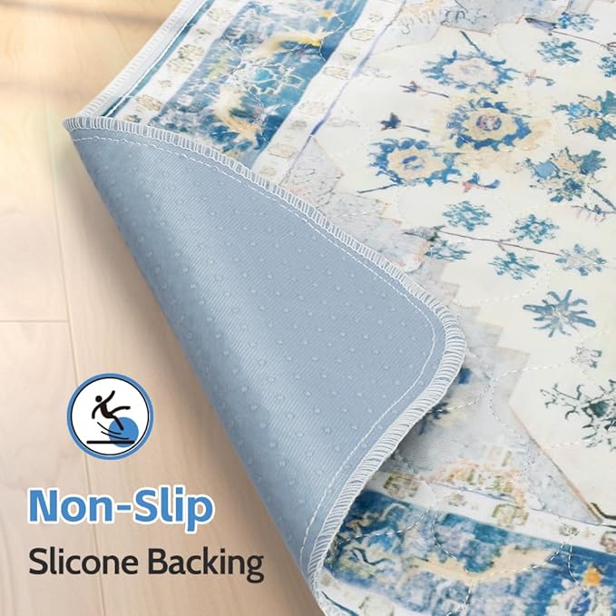 Washable Pee Pads for Dogs, 2 Pack Reusable Puppy Training Pads 60"x48" Super Absorbent Waterproof Dog Training Pads, Non-Slip Potty Pads, Whelping Pads Litter Mat Blue Medallion
