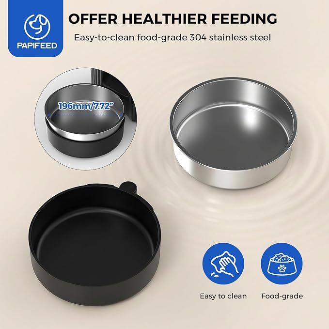 PAPIFEED Automatic Cat Feeder with App, 2.4G WiFi Cat Food Dispenser, 3L Slow Feeder Timed Cat Feeders for Dry Food, 10 Meals/Day, 6 Portions/Meal, Dual Power Supply Smart Pet Feeder for Small Dog