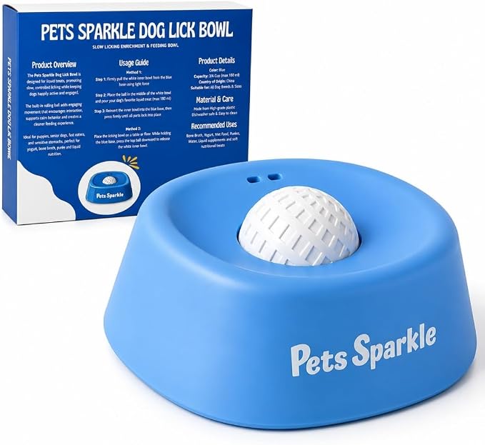 Slow Feeder Dog Bowls, Dog Licking Bowl with Ball, Interactive Puzzle Toy