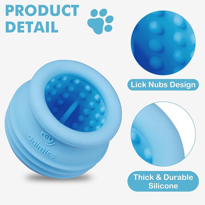 Treat Dispensing Dog Toy, Long-Lasting Interactive Puzzle Toys for Dogs, Stuffable Dog Enrichment Frozen Lick Treat Toy for Boredom, BPA Free Silicone Fetch Catch Chew Toy (Light Blue,S)
