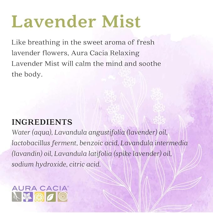 Aura Cacia Relaxing Lavender Aromatherapy Mist, 4-Ounce, Lavender Pure Essential Oils, Sweet & Floral Aroma (Pack of 2)