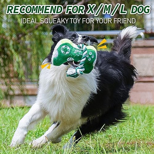 MTERSN Squeaky Dog Toys with 3 Squeakers for Interactive Playtime, Green