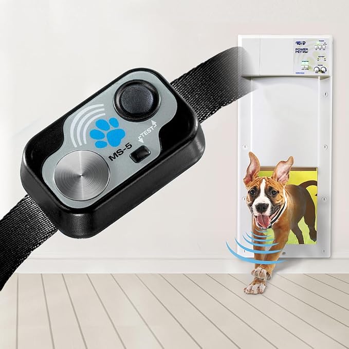 Genuine MS-5® Designer Series Automatic Pet Door Collar Tested & Certified by High Tech Pet for Dogs and Cats - Complies with Power Pet Door Performance Warranty, Waterproof (Black, Dog)