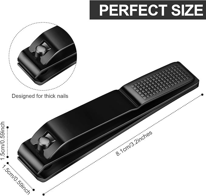Mudder 6 Pcs Black Large Toenails Clippers Big Nail Clippers Straight Edge Toenails Cutters Stainless Steel Nails Trimmer Cutters for Men Women Thick Nails, Straight Sharp Blade and Anti-Slip Handle
