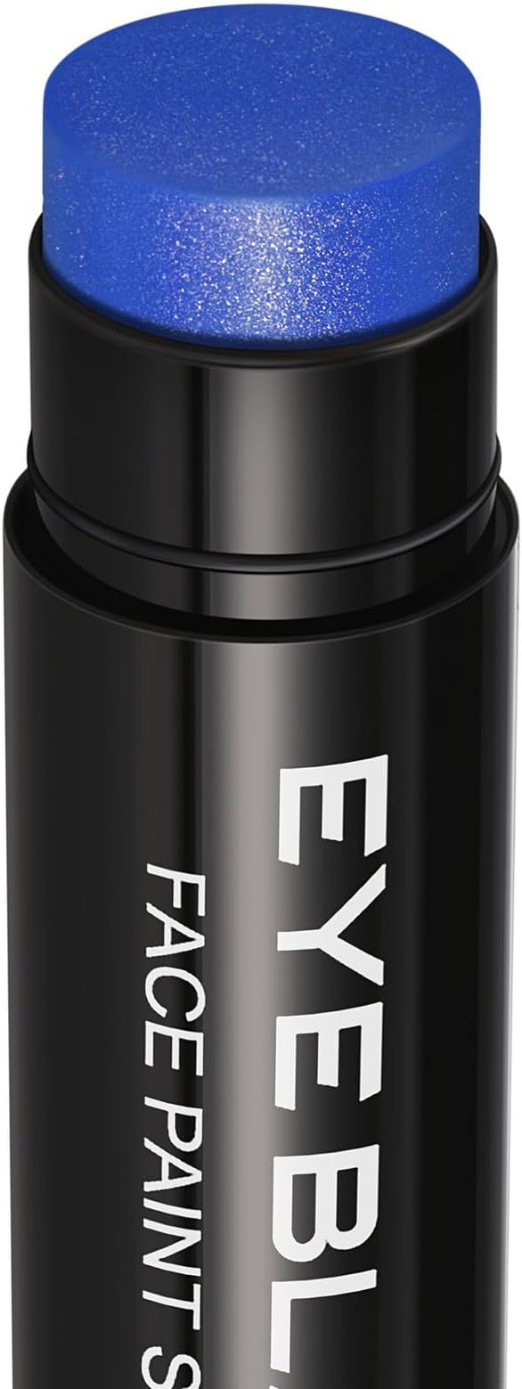 CCbeauty Blue Glitter Eye Black Stick for Baseball Football Softball Lacrosse Sport Accessories, Anti-Glare Eyeblack, Waterproof Face Paint, Last All Game, Smooth Application, High Pigmented Color