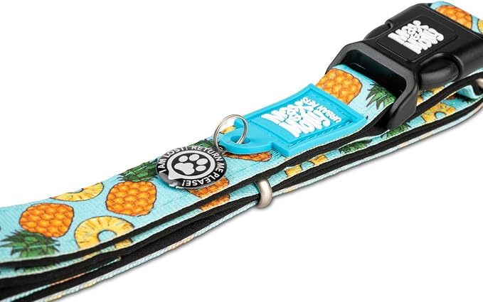 Max & Molly Urban Pets Fashion Smart ID Dog Collar, Anti-Fade, Adjustable Sizing w/Pet Profile Smart ID QR-Tag, Waterproof & Machine Washable, Sweet Pineapple Design, Extra Small (Neck Size 9-14")