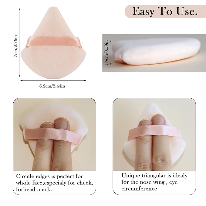Powder Puff Daubigny 6 PCS Powder Puff Makeup Puff Face Soft Triangle Powder Puffs for Loose Powder Mineral Powder Body Powder Velour Cosmetic FaclaI Sponges for Applying Makeup Tools(Nude)