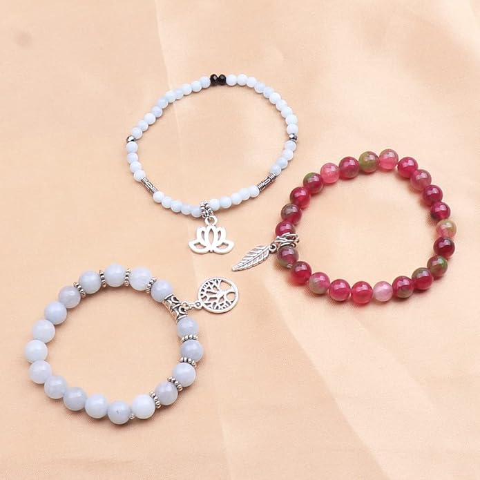 UEUC Tree of Life Yoga Healing Stone Bracelets,Multilayer Lotus Chakra Stone Reiki Bracelet Sets,Anxiety Crystal Natural Stone,for Women Stress Relief