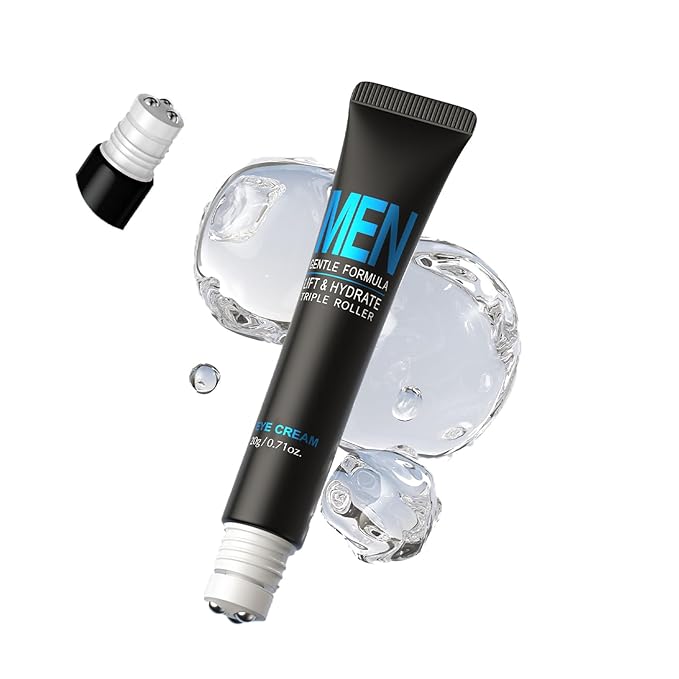 AKARY Caffeine Eye Roller for Bags for Men, Men’s Triple-roller Massage Under Eye Cream for Puffy Eyes and Dark Circles, Hydrating, Softening, Improving, Firming for Fine Lines, Puffiness Reducer