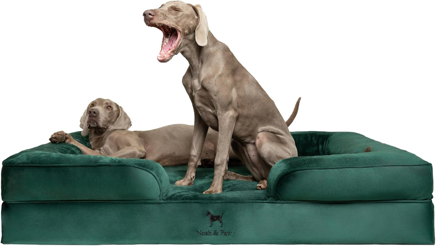 NOAH & PAW Giant Dog Bed XXL, 55x45x11 Inch, Orthopedic Dog Beds, Eggshell Memory Foam Infused with Cooling Gel, Inner Cover, Water Resistant, Machine Washable (Velvet Sofa Collection)