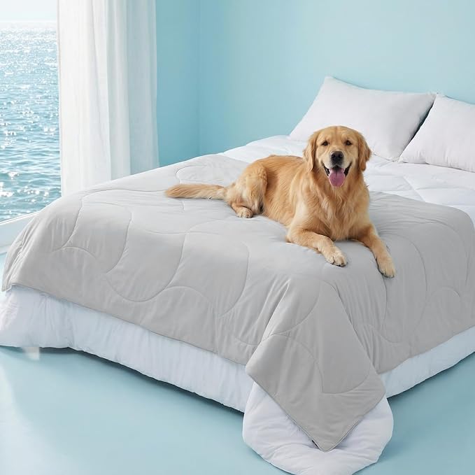 ZOMISIA Premium Cooling Dog Blanket for Bed - Q-MAX>0.5 Breathable Washable Dog Cooling Mat, Travel Soft Pet Summer Essentials, Grey, 60"x80"