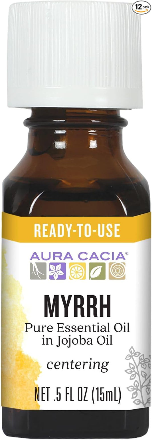 Aura Cacia Myrrh Essential Oil (in jojoba Oil) | 0.5 fl. oz. | Commiphora myrrha