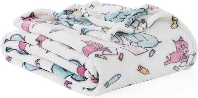 Berkshire Mo Willems® VelvetLoft® Throw Blanket - Super Soft Plush Elephant & Piggie Character Design - Cozy Home Decor, Elephant_Piggie Coloring Dreams, 50 in x 70 in(Official Mo Willems® Product)