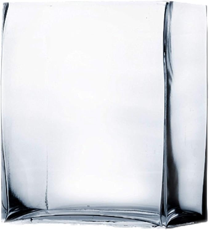 WGV Glass Rectangle Block Vase, Width x Length 2" x 5", Height 6", Clear Floral Planter Container Votive Candle Holder Wedding Party Event, Home Office Decor, 1 Piece