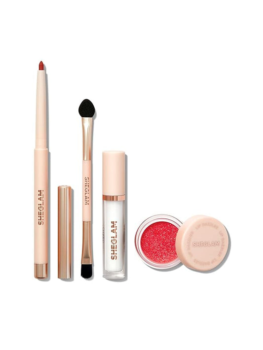 SHEGLAM Lip Dazzler Glitter Kit Long-Lasting Glitter Lip Gloss Sexy Super Stay Non-Sticky Shiny Liquid Kit Lipstick Y2K-Red Carpet