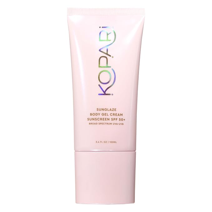 Kopari Sunglaze Body Gel Cream Sunscreen SPF 50+ | Broad-Spectrum Body Sunscreen with Hyaluronic Acid & Coconut Oil | Lightweight, Non-Greasy, Glowing Finish