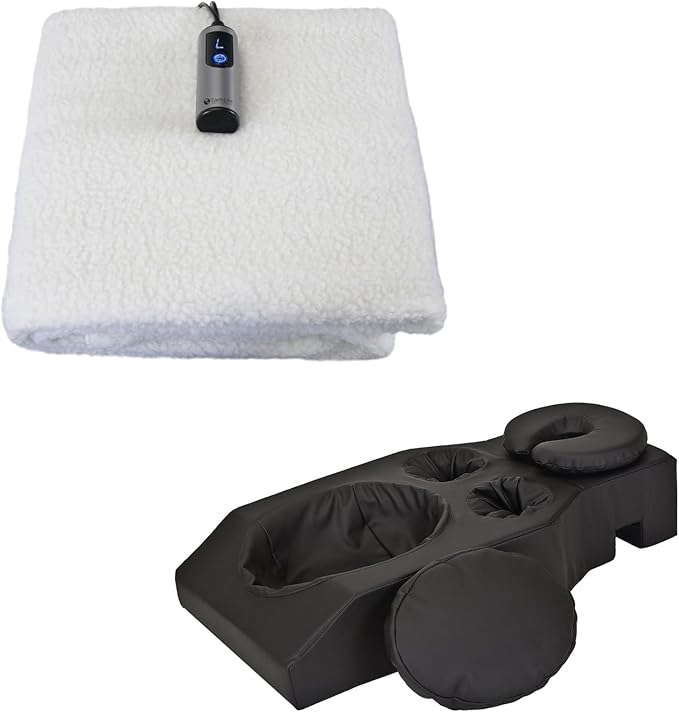 EarthLite Pregnancy Massage Cushion & Headrest + Massage Table Warmer & Fleece Pad (2-in-1) – Ultimate Comfort & Support Set for Prenatal Massage, Recovery & Relaxation