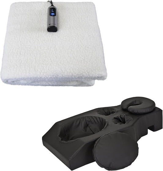EarthLite Pregnancy Massage Cushion & Headrest + Massage Table Warmer & Fleece Pad (2-in-1) – Ultimate Comfort & Support Set for Prenatal Massage, Recovery & Relaxation
