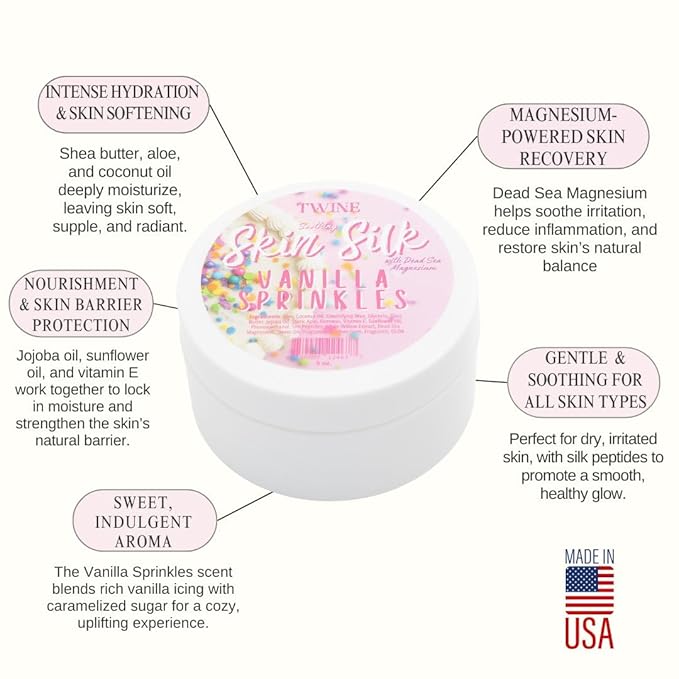 TWINE Skin Silk with Dead Sea Magnesium Vanilla Sprinkles Body Butter 4 oz