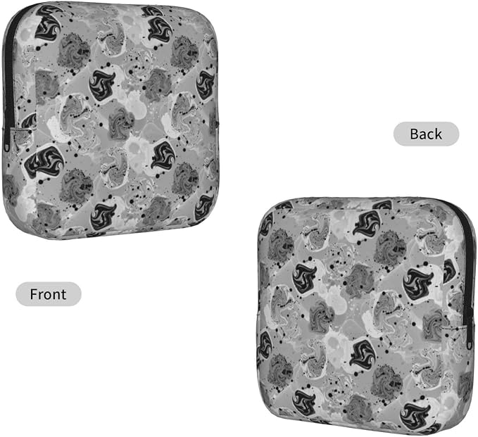 Sanitary Storage Bag Grey and White Marble, Period Kit for Women, Tampon Pouch for Gym Bag Weekend Trip
