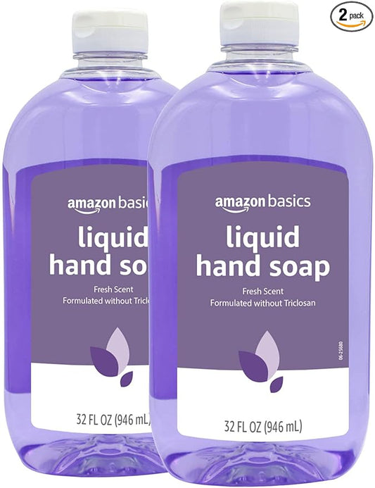 Amazon Basics Original Fresh Liquid Hand Soap, Moisturizing Formula, Phthalate & Paraben-Free, 32 Fl Oz (Pack of 2) (Previously Solimo)