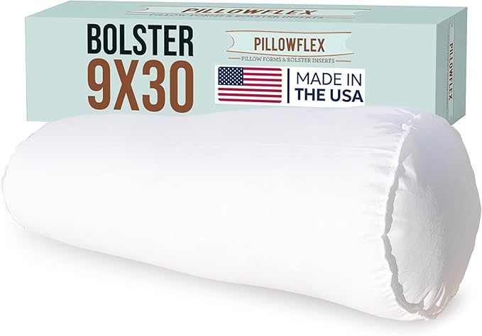 Pillowflex Bolster Pillow (9x30) - Round Roll Pillow Bolster Insert, Plush Polyester-Filled Insert for Decorative Shams, Odorless, Lint and Dust-Free Polyester Filling, No Lumps - (White)