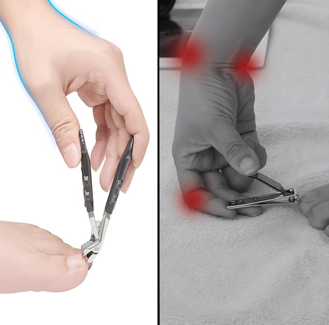 Long Handle Toe Nail Clippers for Seniors, Sharp Stainless Steel Heavy Duty Clippers for Thick Nails with Comfort Grip & Nail Catcher, Manicure Pedicure Tool for Elderly Men Women, 18-Month Warranty